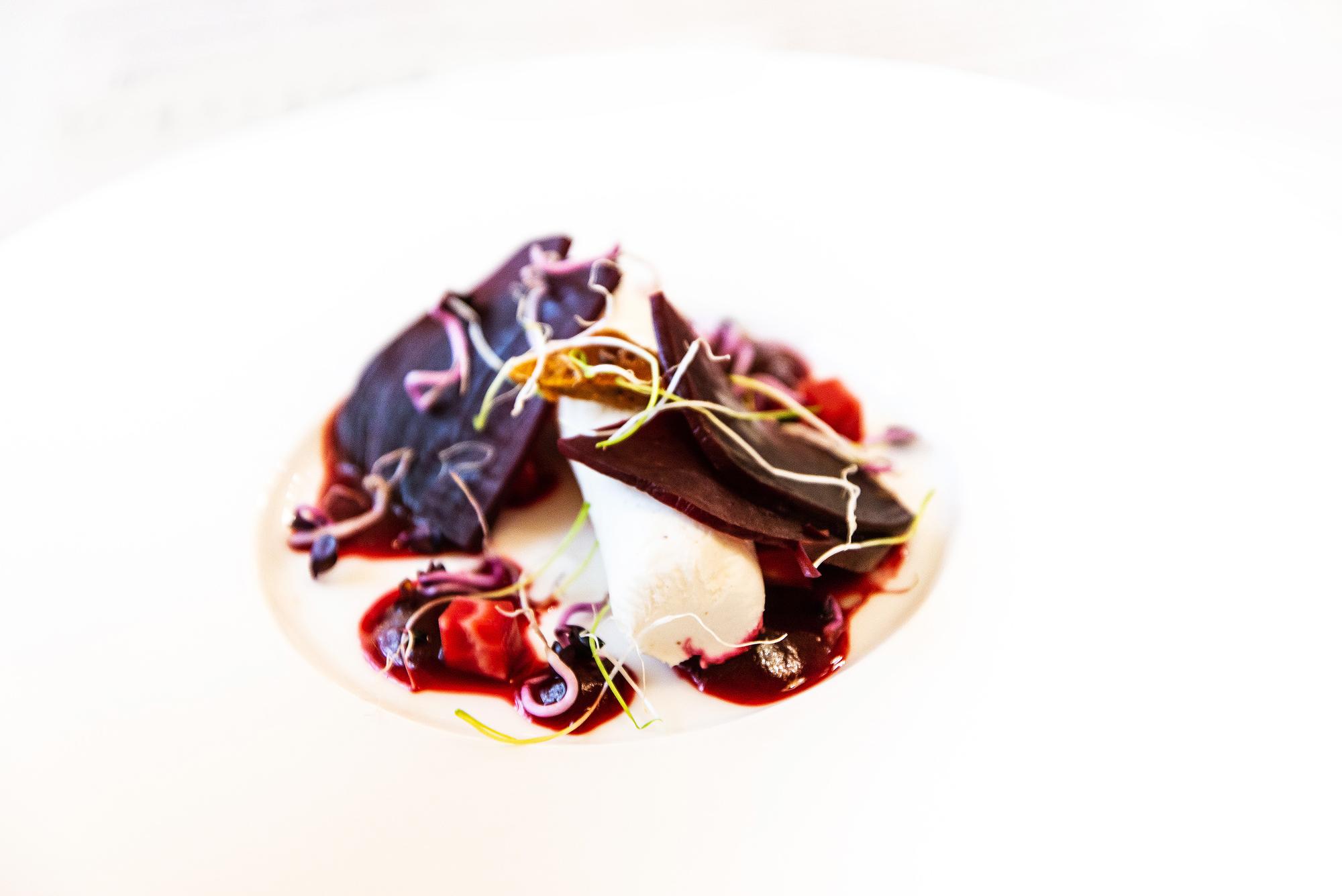 Close-up plated appetizer with herbs